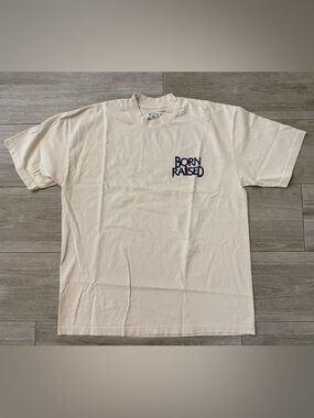 Men's BORN X RAISED Crooked Tee T-Shirt Cream Size L Large New